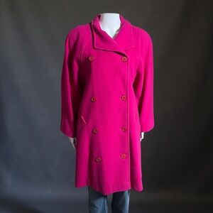 Vintage Fuchsia Double-Breasted Pea Coat